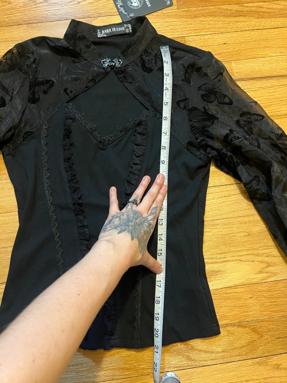 Dark in Love Gothic Victorian Butterfly Print Blouse - Picture 4 of 8
